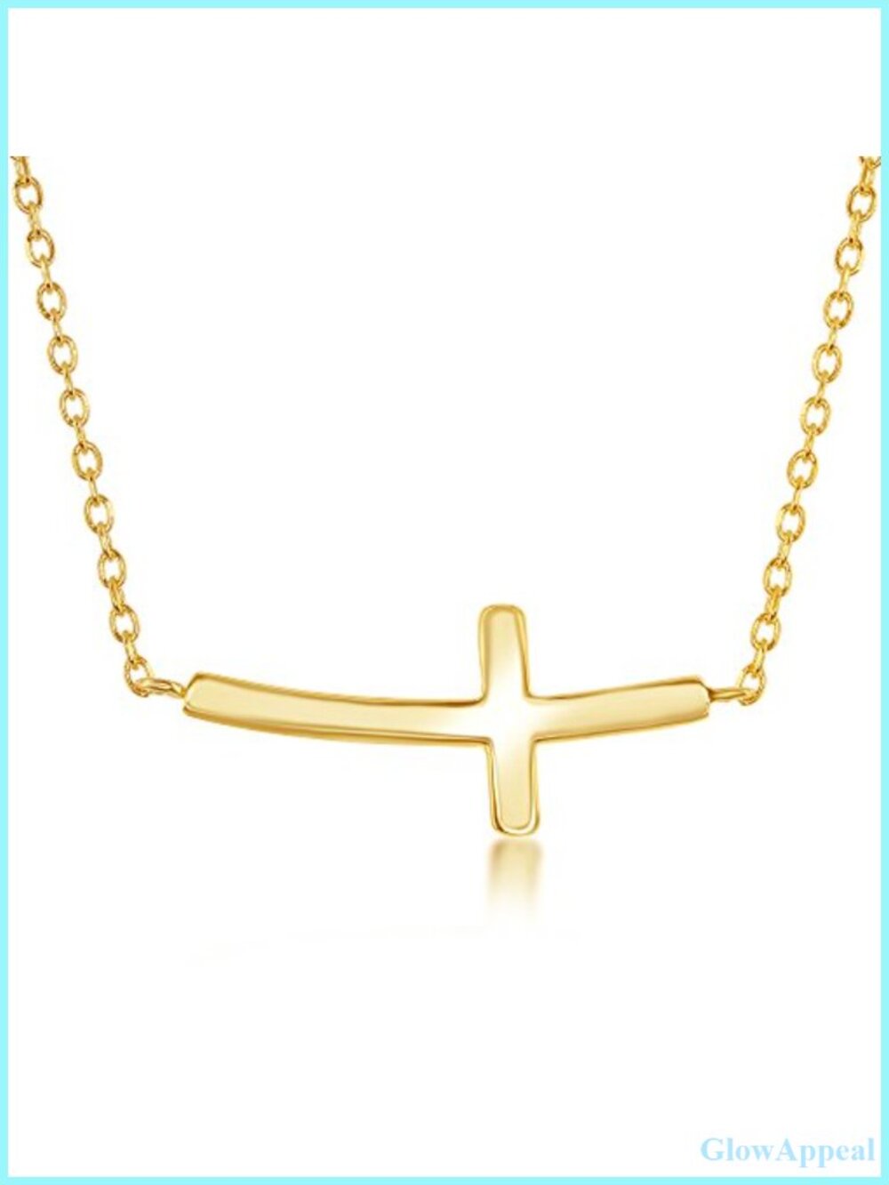 Sterling Silver 14k Gold Plated Sideways Cross Necklace